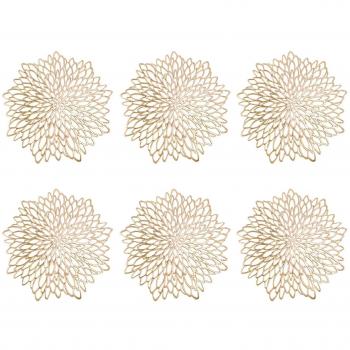 Cojines protectores para vajilla 6 piezas en PVC con relleno hueco y color oro