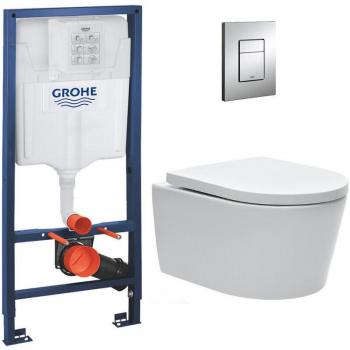 Grohe Rapid SL Frame Pack: Vaso Sat Senza Flangia, Fissaggi Nascosti, Placca Skate Cromata