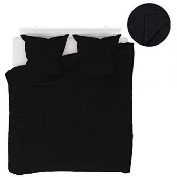 Set de Chambre VidaXL Noir – Couette, Drap, Housses d’Oreiller 200x200/80x80 cm