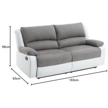 Canapé relax manuel 3 places XXL en microfibre et simili
