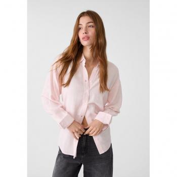Stradivarius Linen Blend Blouse Nude Pink M