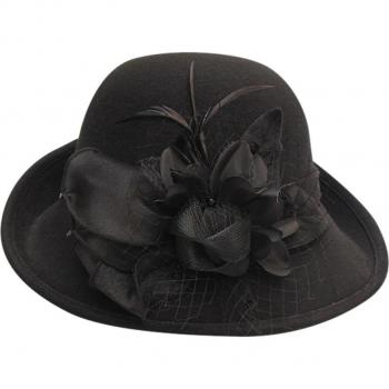 Vintage Women's Black Felt Derby Hat