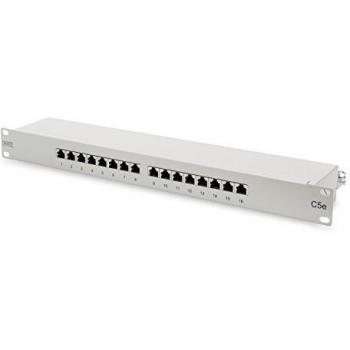 Panel de Red DIGITUS 16 Portas Cat 5e Blindado 1U 19 Gris