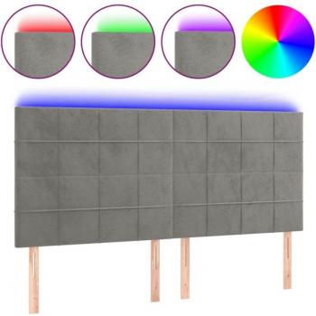 Luminette du repos : tête de lit 200x5x118/128 cm, velours gris doux