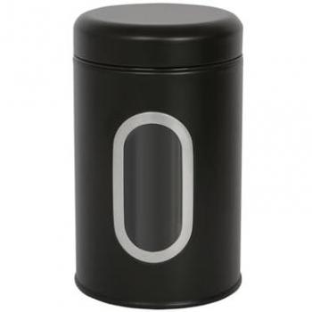 Single-Serve Stainless Steel Tea/Coffee Sugar Canister – Airtight, Black, Windowed