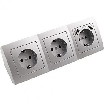 MC POWER Küchen‑Steckdosenblock – 3‑fach Schutzkontakt + 2 USB