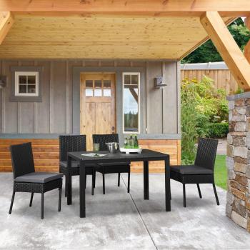 Outsunny 4 Piece Armless Rattan Chairs with Cushions
