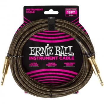 Ernie Ball P06432 18ft Braided Pay Dirt Cable with Gold Connectors