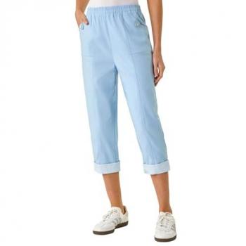 Roman Women's Cropped Stretch Trousers with Contrast Detailing – Bright Blue, 20