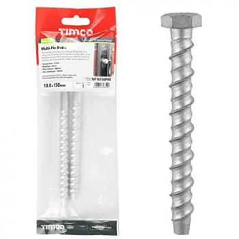 Timco MF10150PRE Exterior Silver Hex Masonry Fastener – 10.0 × 150 mm, 2 units