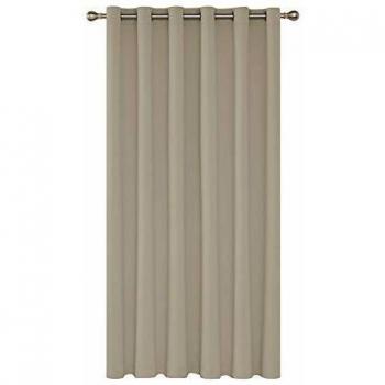 Deconovo Super Soft Window Treatment Thermal Insulated Wide Width Ring Top Blackout Curtain for Livingrom 80 x 84 Inch Beige 1 Panel