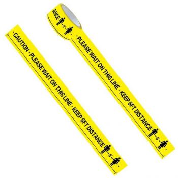 Safety Distancing Tape – 6 ft Yellow “Wait Here”