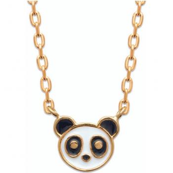 Collana Oro Panda 37 cm in Bianco, Nero e Dorato – R7738