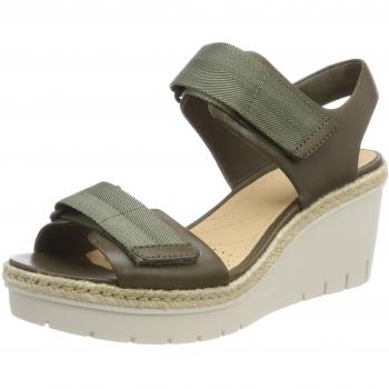 Clarks Palm Shine, Sandalia de Mujer, Verde (Khaki Leather)