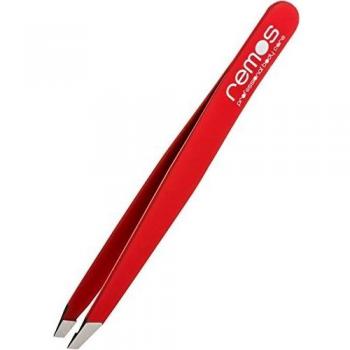 REMOS Premium-Edelstahl-Pinzette Rot – Entfernt kurzeste Härchen