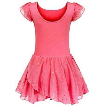 Tanzbody Kurzarm + Rock in Rosa – Ballettkleidung (B‑Size)