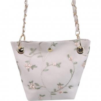 Summer Bucket Bag with Lace Embroidery