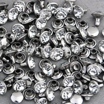 100 Sets 6mm Strass Nieten Silber Nailhead für DIY Dekoration