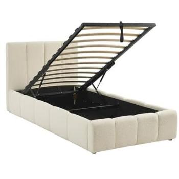 Lit coffre Lex avec tête de lit bouclette texturée 90x190cm