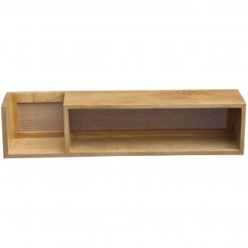Étagère murale L90 cm en bois manguier massif et cannage rotin ACANGE