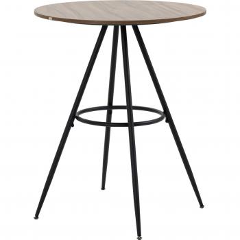 Mesa de Bistró Alta con Patas de Acero y Tablero de Melamina Ø75x91 cm Marrón