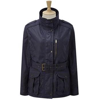 Elegant Navy Belted Wax Outerwear for Women