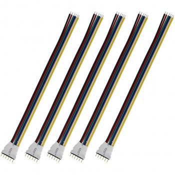 Connecteur 6 broches 12mm L/T pour bande lumineuse RGBWW 5 pcs