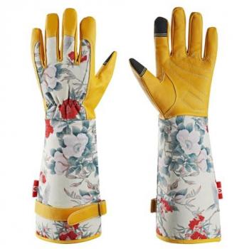 Mustbau Handgelenk-Lange Gartenhandschuhe – Damen, wasserresistent, Kunstleder, Rosengold