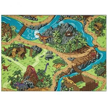 Tappeto Dino World 29 Dinosauri grigio/verde 95x200 cm