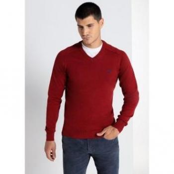 Lois Jeans Maglione 3XL Scollo A V in Marrone Bruciato