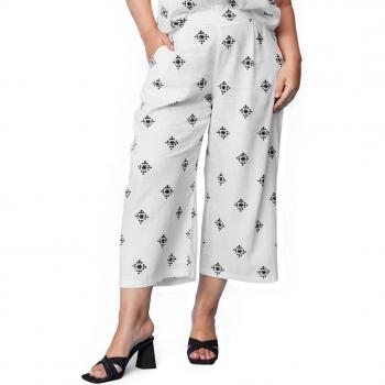 Pantalón Only Carmakoma de mujer blanco de lino