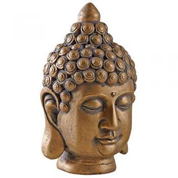 Testa di Buddha dorata in resina