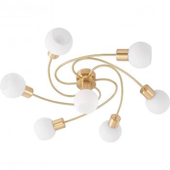 Lindby Ciala 7-Bulb Dimmable Ceiling Light, Brass-Coloured Metal, Glass, E14