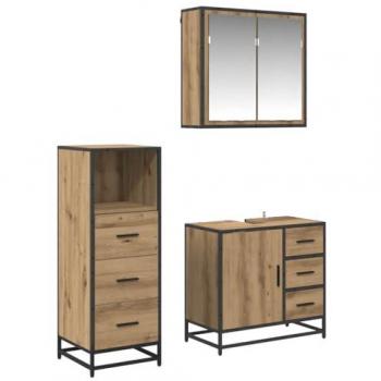 VidaXL 3‑Piece Oak Bathroom Storage Set – 35 × 37.5 × 100 cm