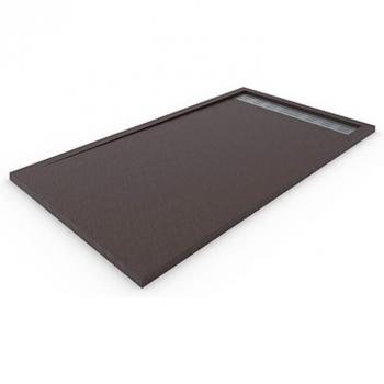 Receveur d'Eau Decohor – Douche en résine quartz de qualité supérieure avec cadre, effet ardoise, marbré marron chocolat RAL 8017 (90 × 140 cm)