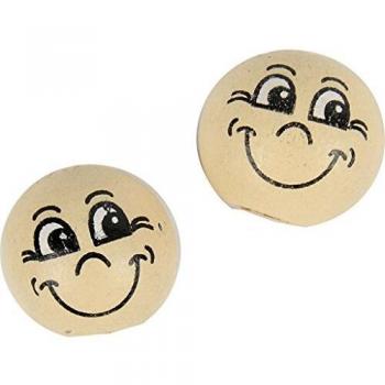 Boules en bois 12 mm visage 20 pièces beige clair
