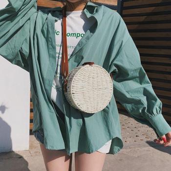 Handgewebte Bohmen-Rattan-Handtasche
