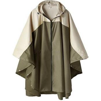Classic Brown & White Hooded Rain Poncho for Adults