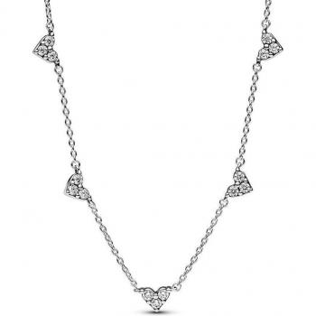 Collier femme coeurs argent sterling avec zircons transparents Pandora Éternel