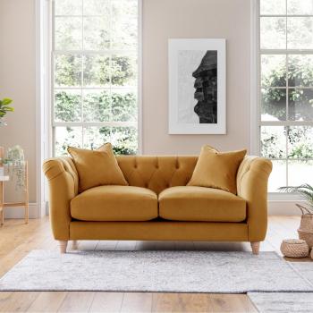 Mid‑Century Ochre Accent Sofa