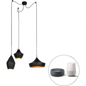 Lampade a sospensione intelligenti nere con dettagli dorati Wifi A60