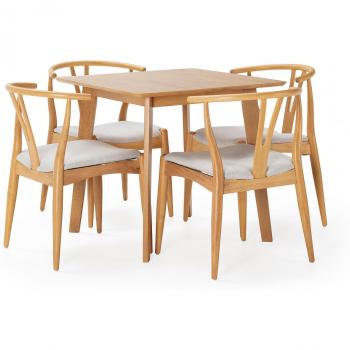 Set Mesa y Sillas Rustic 80x80, Acabado en Roble