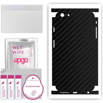 Protection murale Apgo Noir Carbon – Stick‑skin complet vinyle pour iPhone 6s Plus