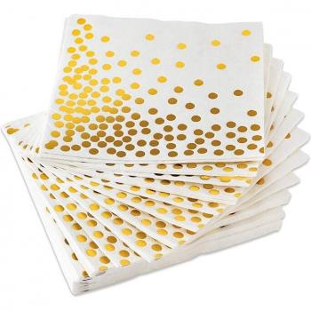 Gold Foil Polka Dot Paper Napkins (50 Pack)
