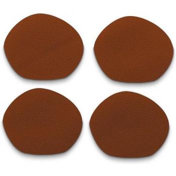 Glazen Onderzetter Set (Kunstleer) 10x12cm Bruin – 4 Plekken – Kela | Stone