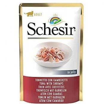 Schesir Natuurlijke Voeding voor Katten, tonijn en garnalen, 85g