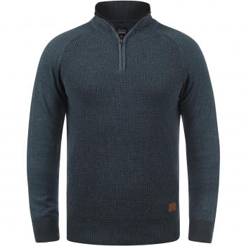 Blend Ganbolf Herren Strickpullover Troyer Grobstrick Größe:S Farbe:Navy