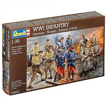 Revell 02451 WWI Soldatenfigurenmodellbausatz German/British/French (1914) im Maßstab 1:35, Level 4