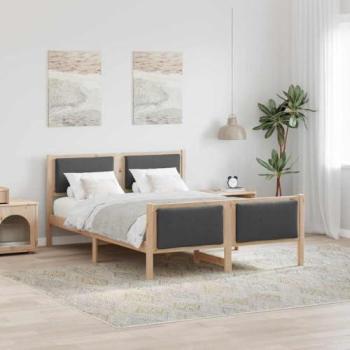 Lit à tête intégrée gris foncé – 135 × 190 cm, tissu