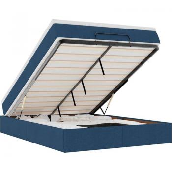 Puf letto in tessuto blu 140x190 cm
